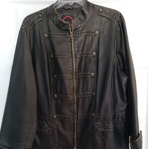 Military Style Leather-Look Jacket